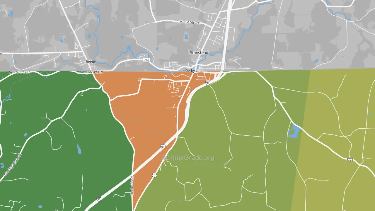 Derby Line, VT Map of Murder Rates