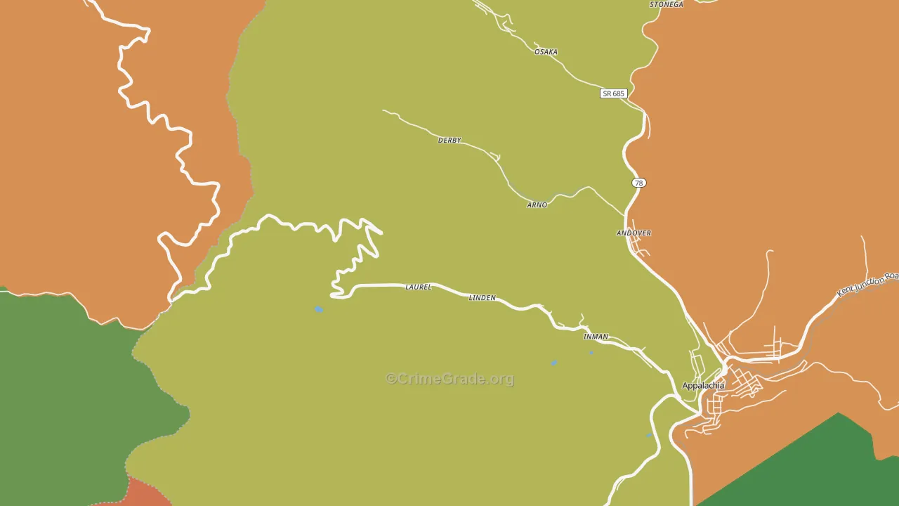 Derby, VA Map of Murder Rates