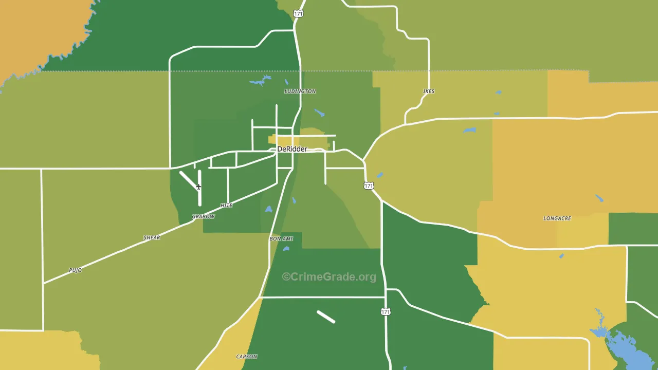 Deridder, LA Map of Murder Rates
