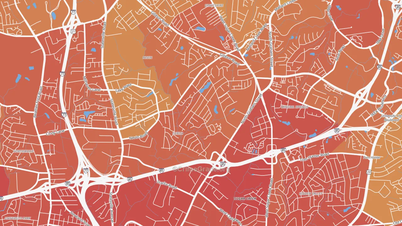 Derita-Statesville, Charlotte, NC Map of Murder Rates