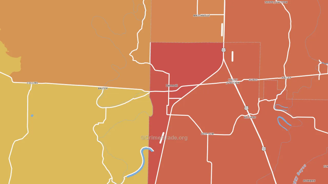 Dermott, AR Map of Murder Rates