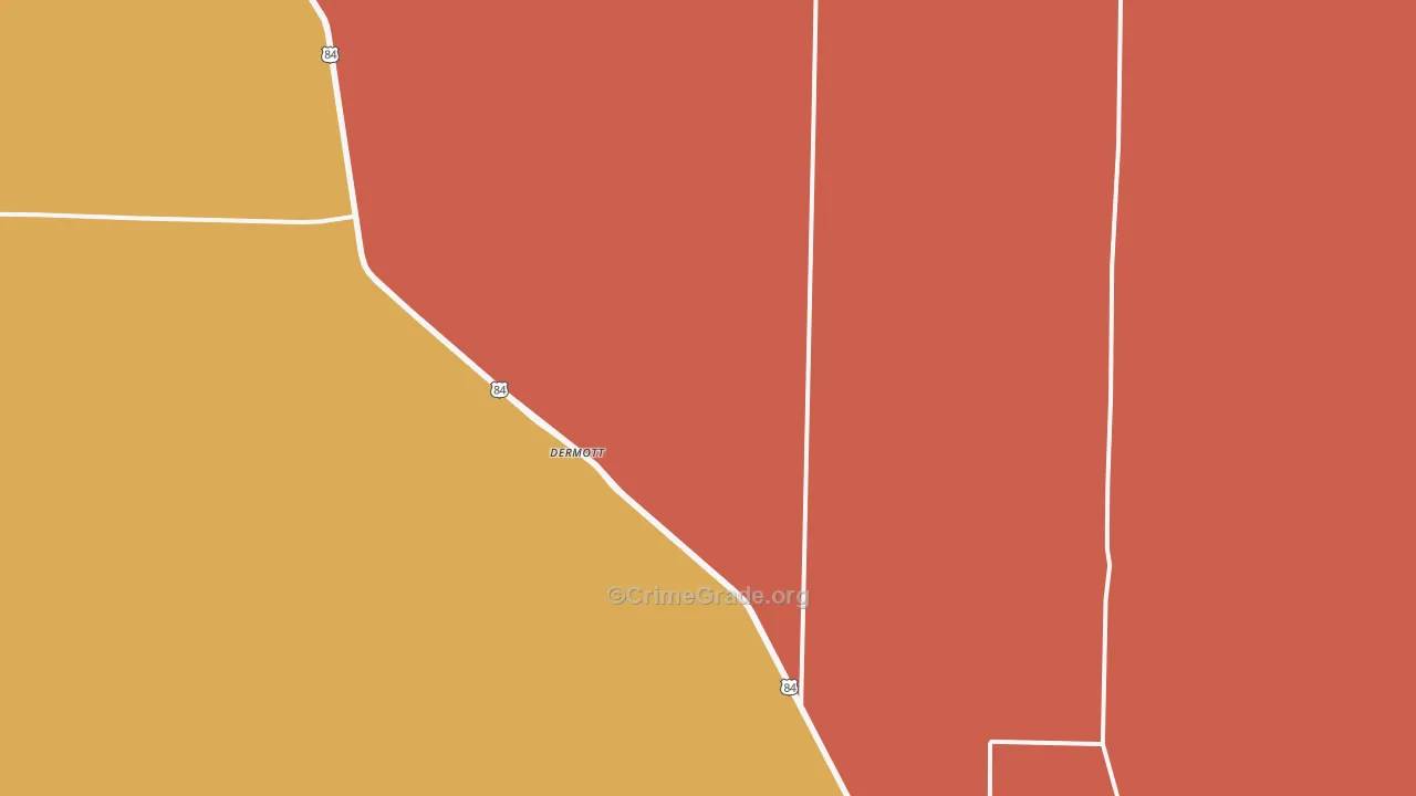 Dermott, TX Map of Murder Rates