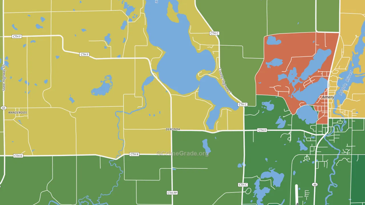 Deronda, WI Map of Murder Rates