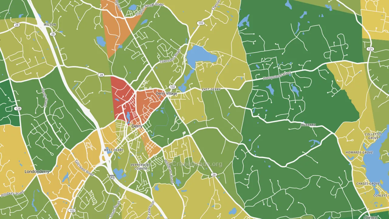 Derry, NH Map of Murder Rates