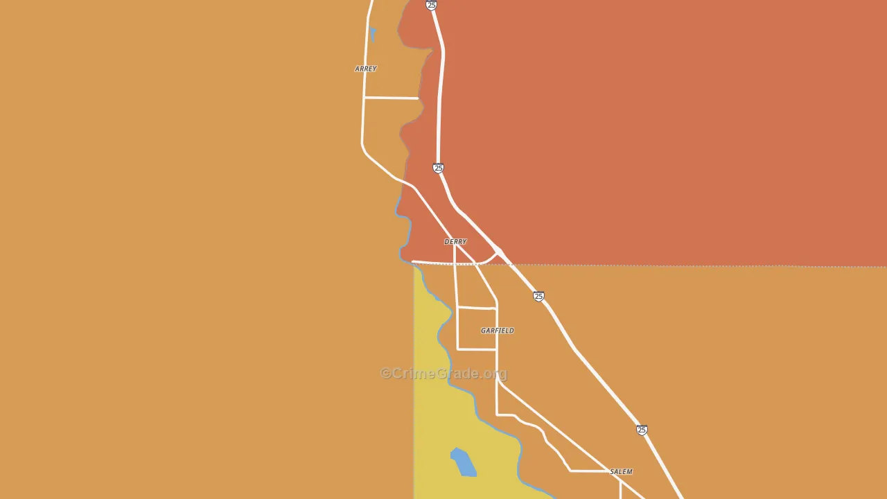 Derry, NM Map of Murder Rates