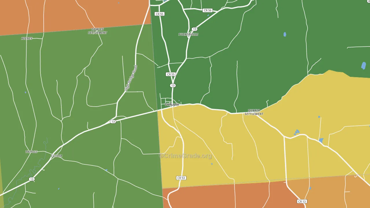 DeRuyter, NY Map of Murder Rates