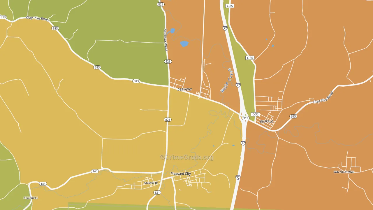 Derwent, OH Map of Murder Rates