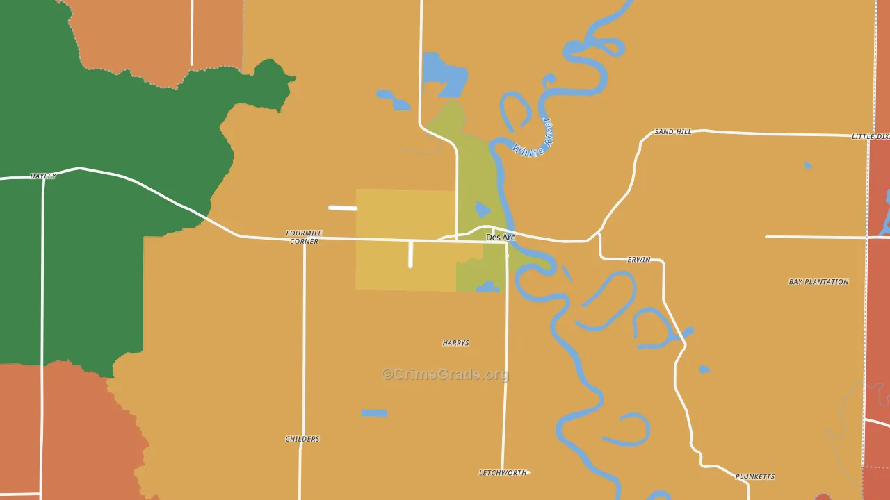 Des Arc, AR Map of Murder Rates