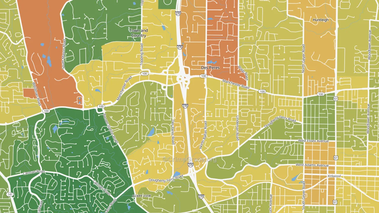 Des Peres, MO Map of Murder Rates
