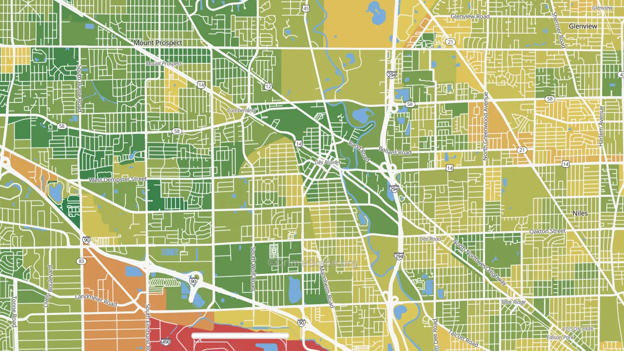 Des Plaines, IL Map of Murder Rates