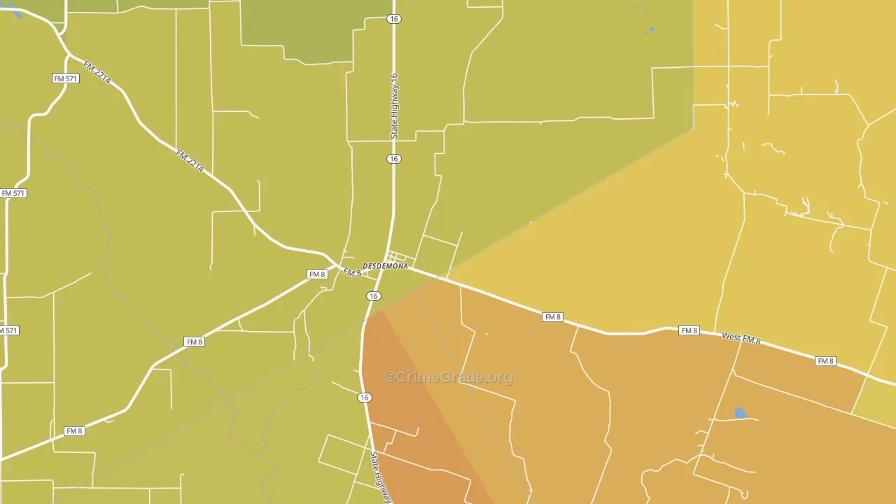Desdemona, TX Map of Murder Rates
