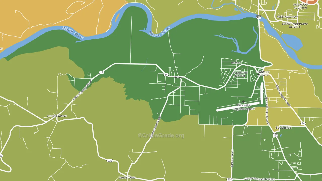 Desha, AR Map of Murder Rates