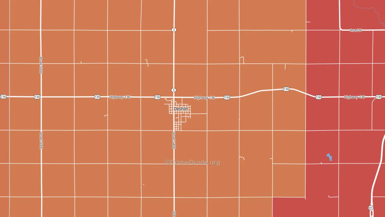 Deshler, NE Map of Murder Rates