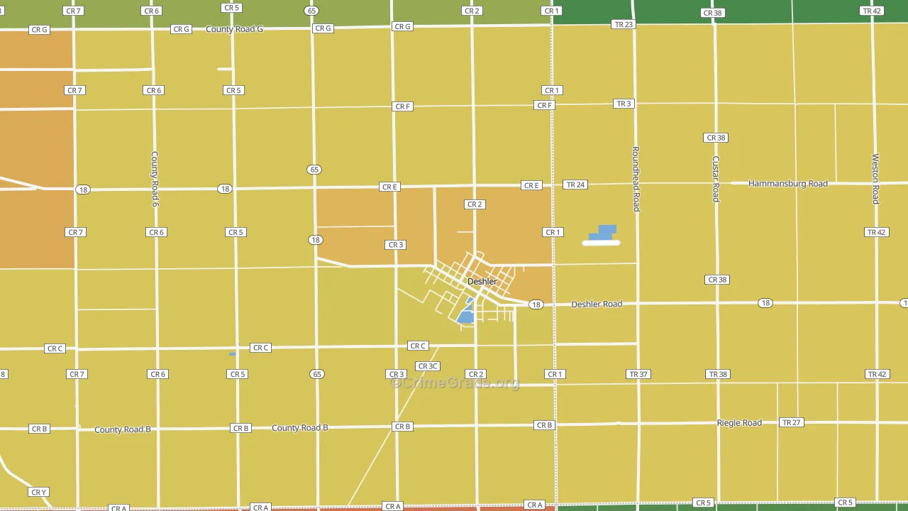 Deshler, OH Map of Murder Rates