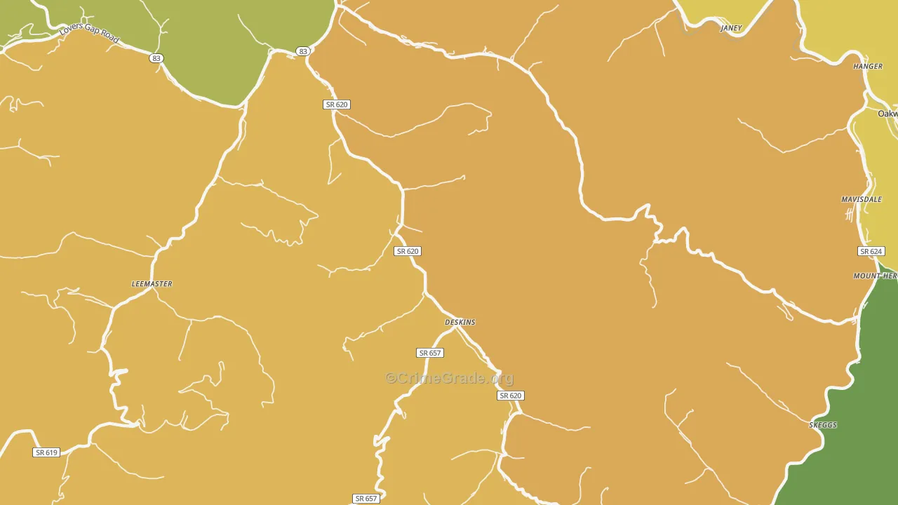 Deskins, VA Map of Murder Rates