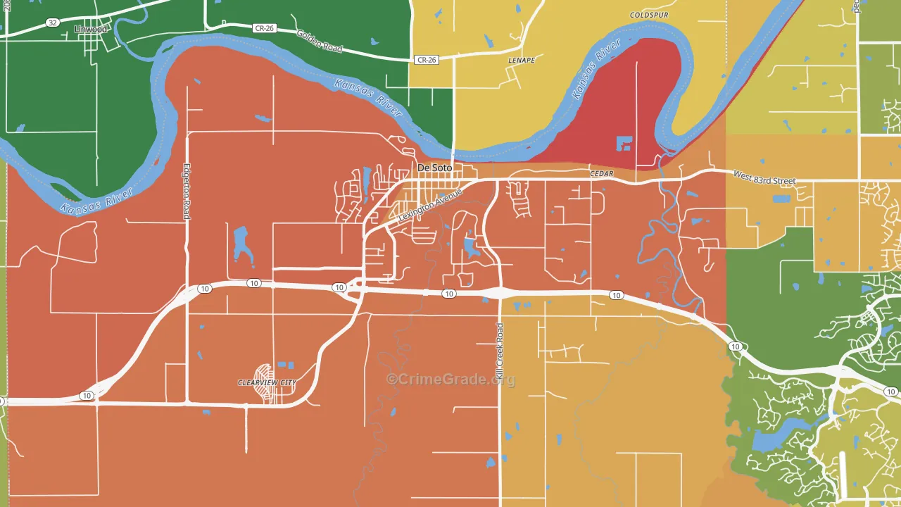 DeSoto, KS Map of Murder Rates