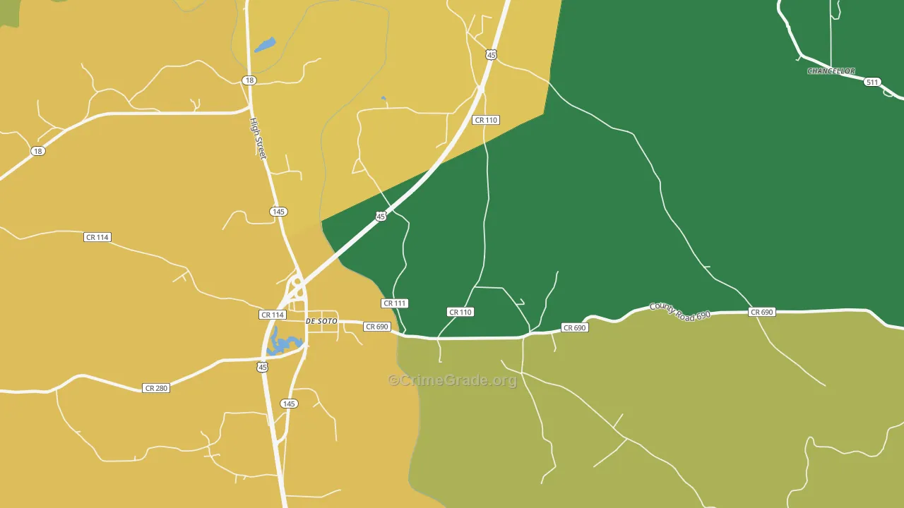DeSoto, MS Map of Murder Rates