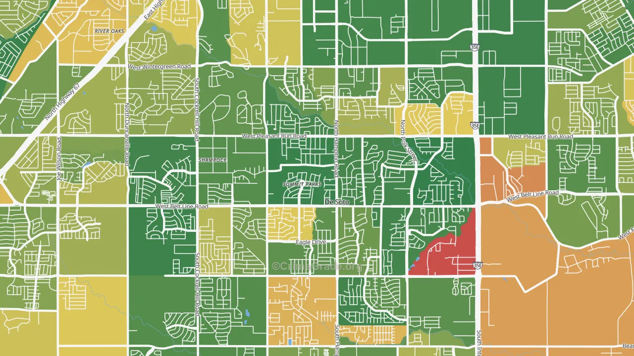 DeSoto, TX Map of Murder Rates