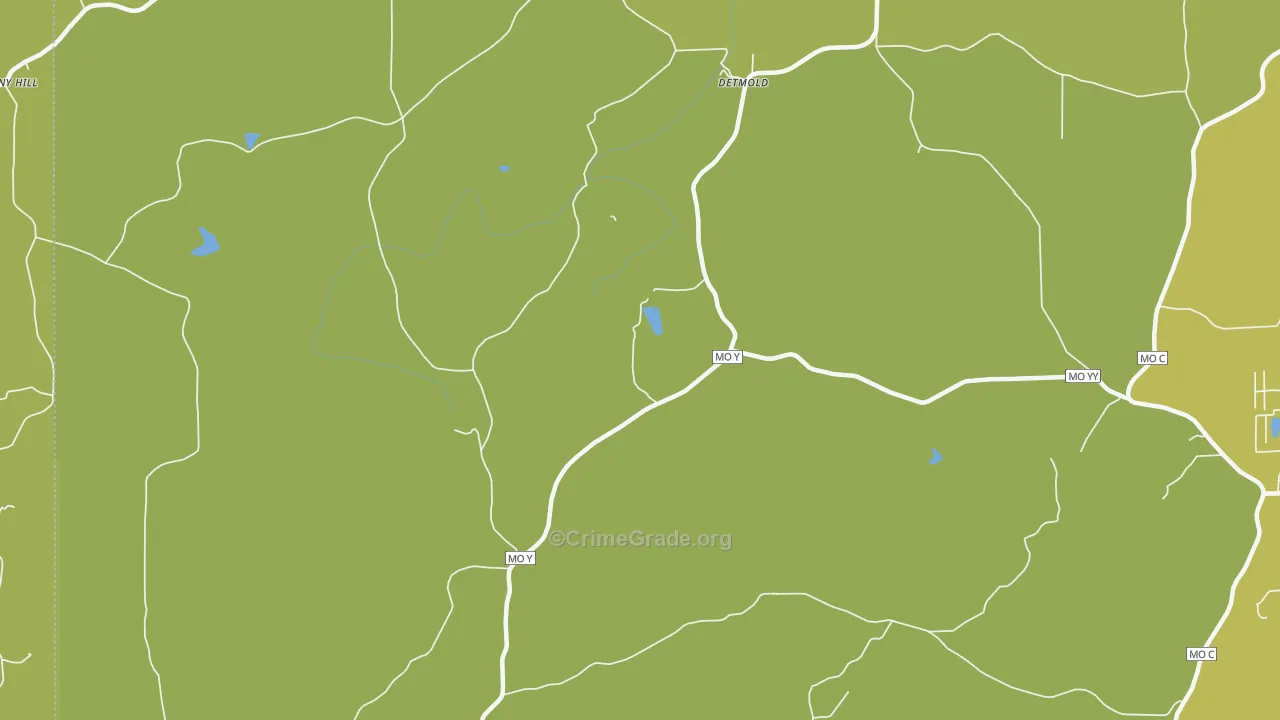 Detmold, MO Map of Murder Rates