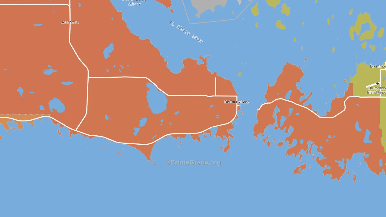 DeTour Village, MI Map of Murder Rates