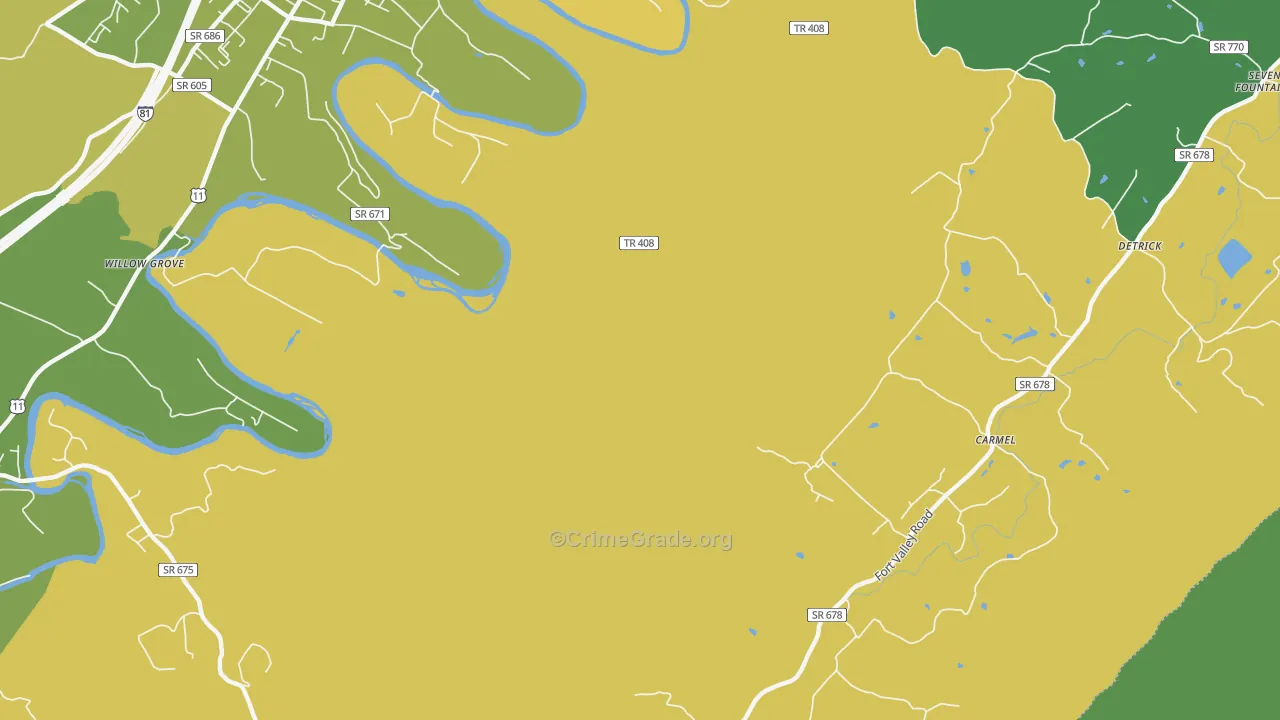 Detrick, VA Map of Murder Rates