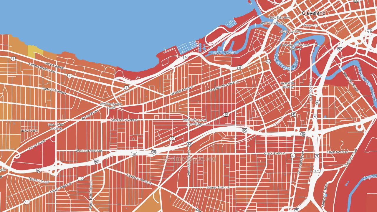 Detroit Shoreway, Cleveland, OH Map of Murder Rates