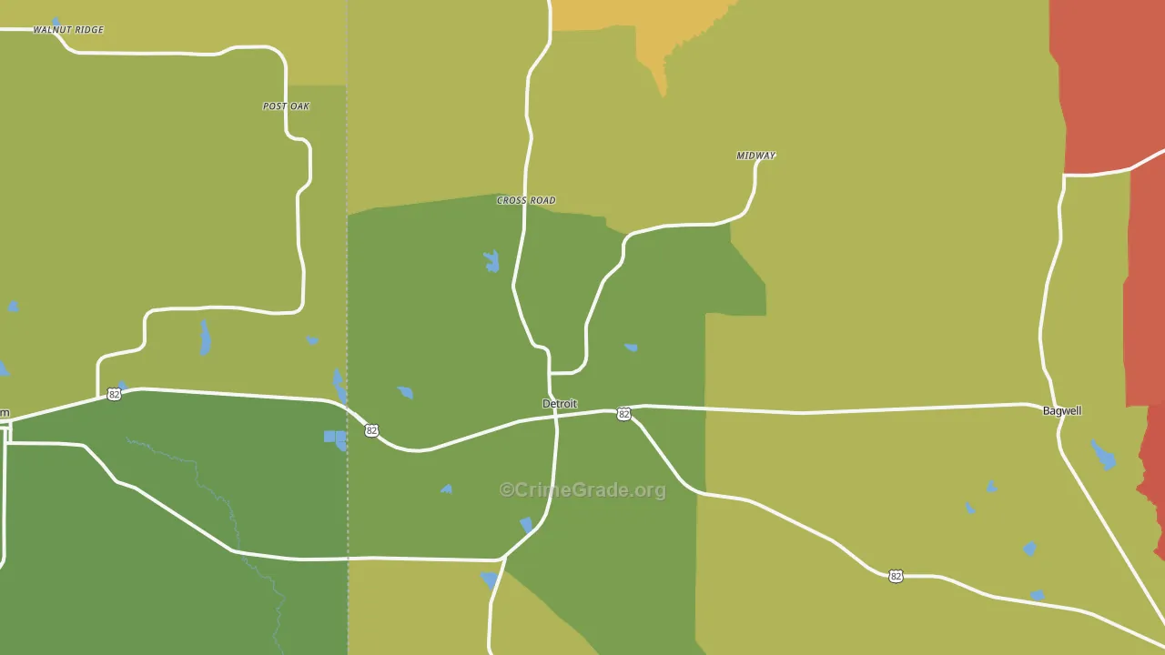 Detroit, TX Map of Murder Rates