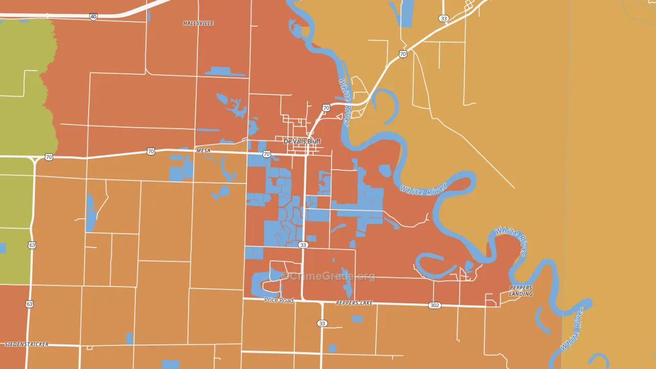 DeValls Bluff, AR Map of Murder Rates