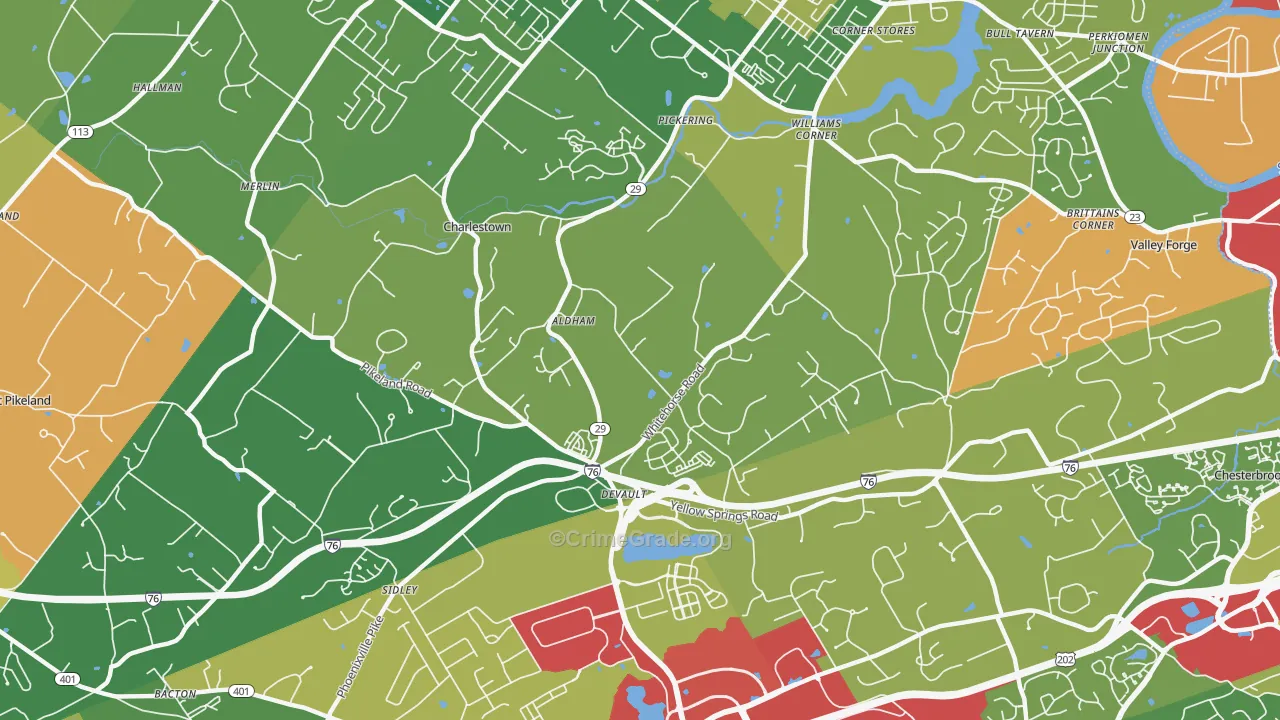 Devault, PA Map of Murder Rates