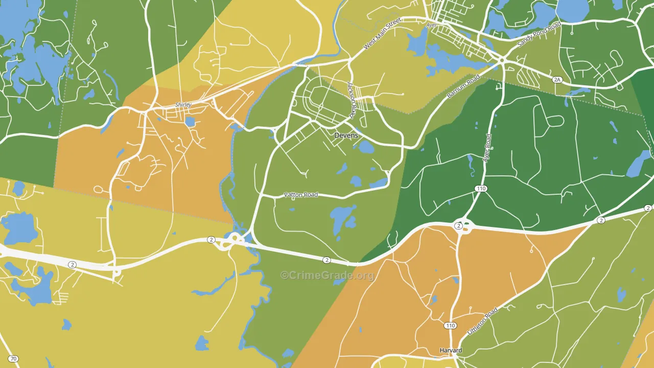 Devens, MA Map of Murder Rates