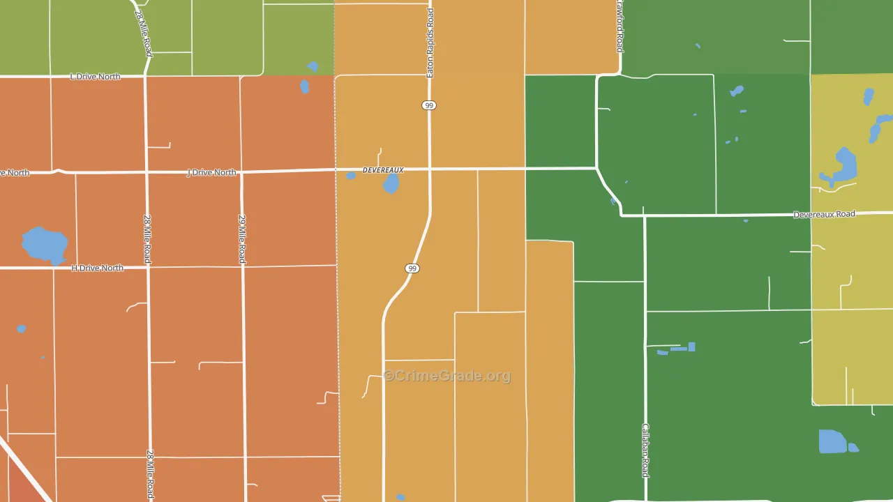 Devereaux, MI Map of Murder Rates