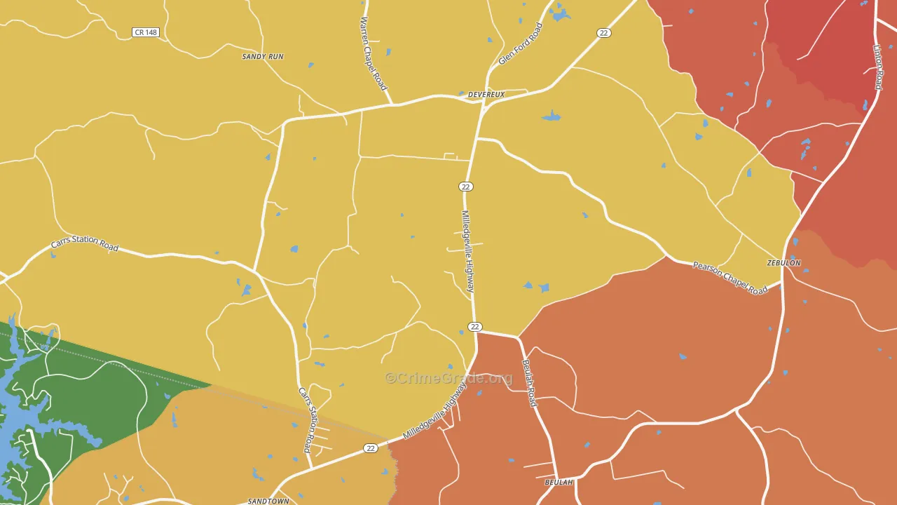 Devereux, GA Map of Murder Rates