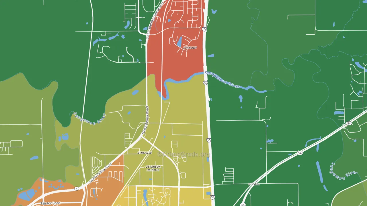 Devereux Heights, IL Map of Murder Rates