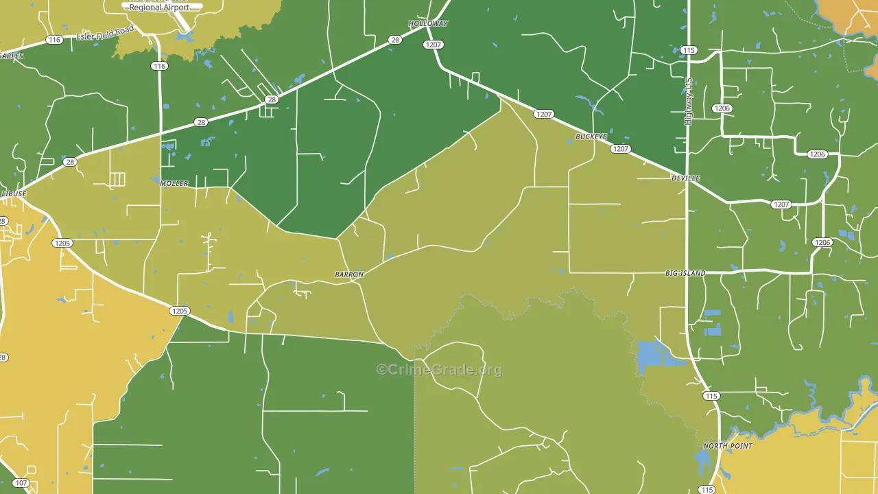 Deville, LA Map of Murder Rates