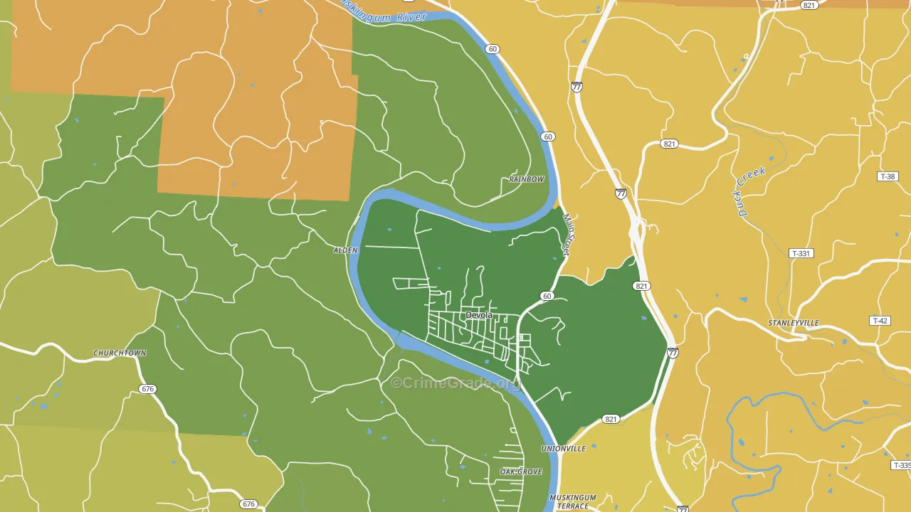 Devola, OH Map of Murder Rates