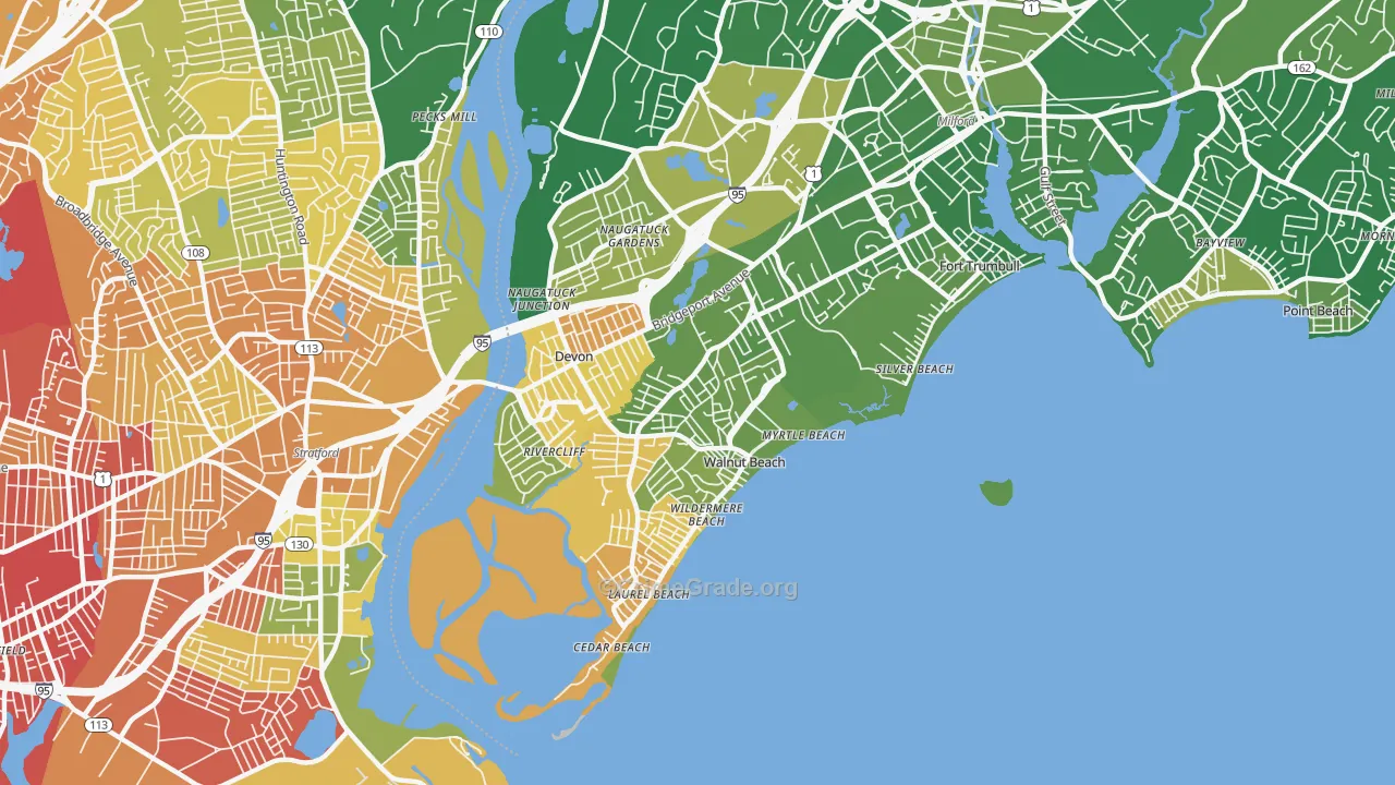 Devon-Walnut Beach, Milford, CT Map of Murder Rates