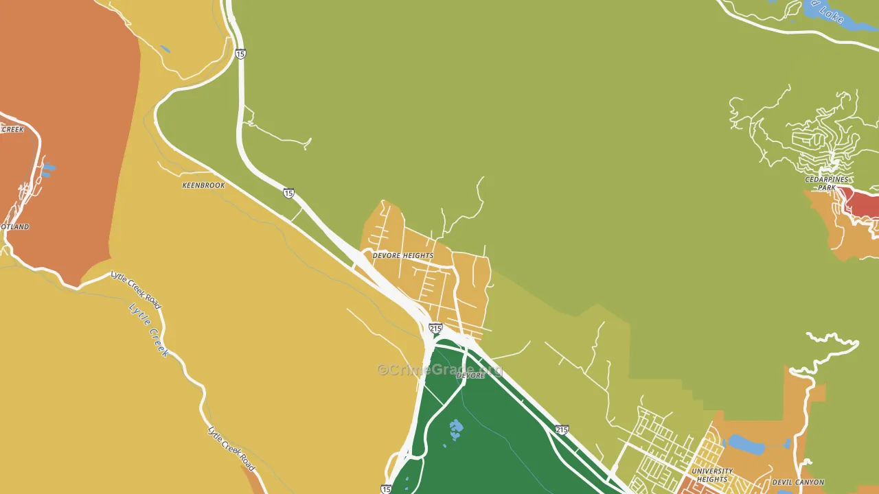 Devore Heights, CA Map of Murder Rates