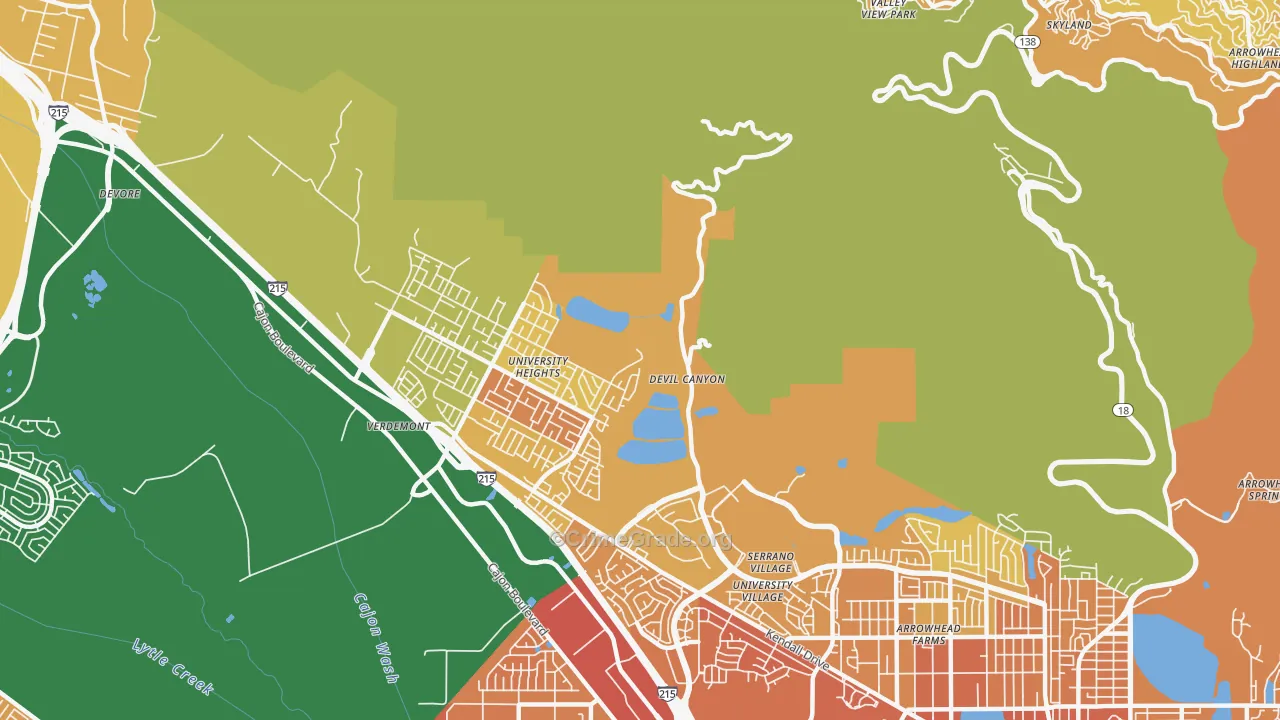 Devore Hghts, CA Map of Murder Rates
