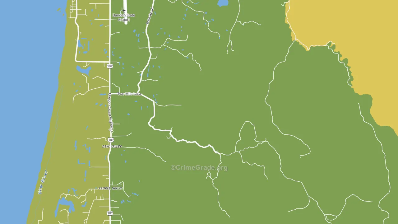Dew Valley, OR Map of Murder Rates