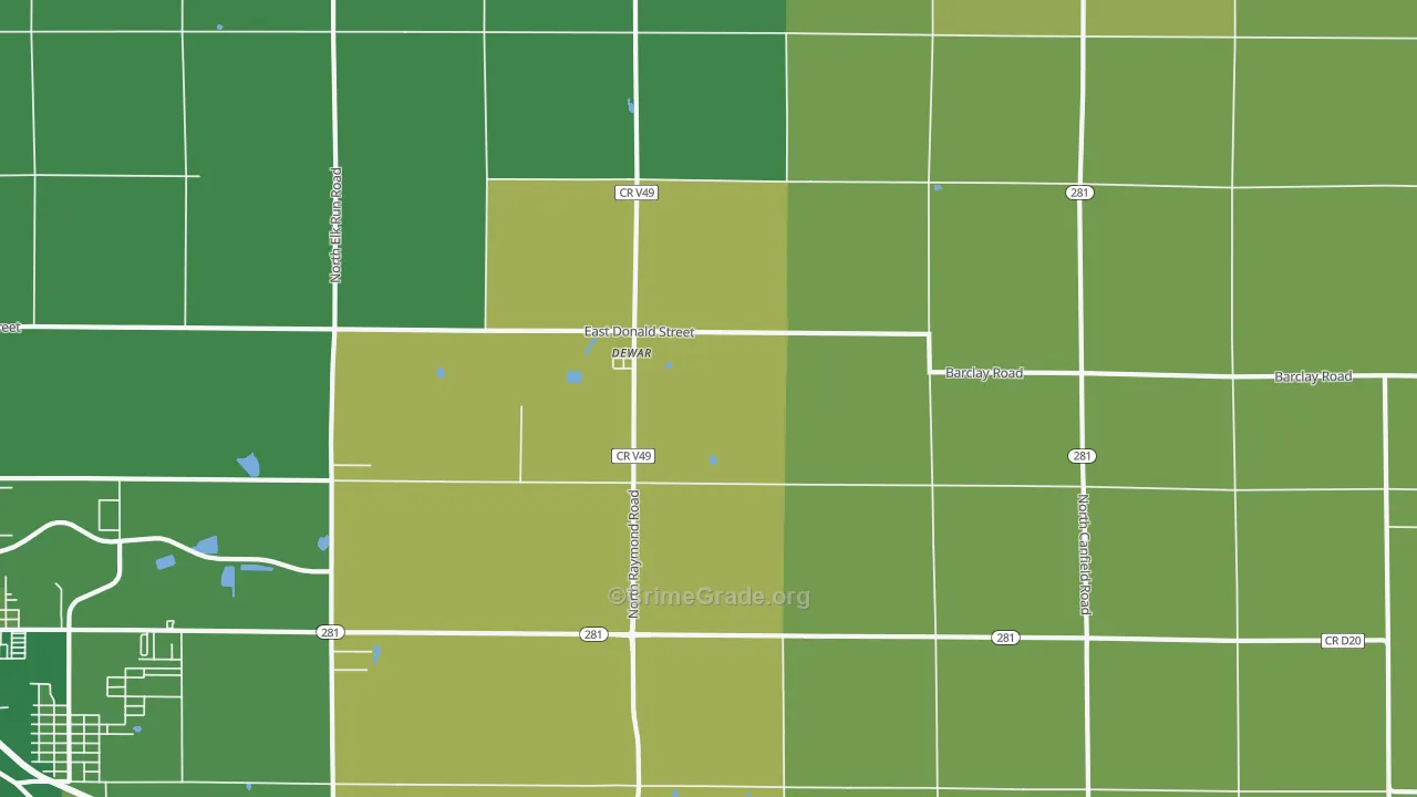 Dewar, IA Map of Murder Rates