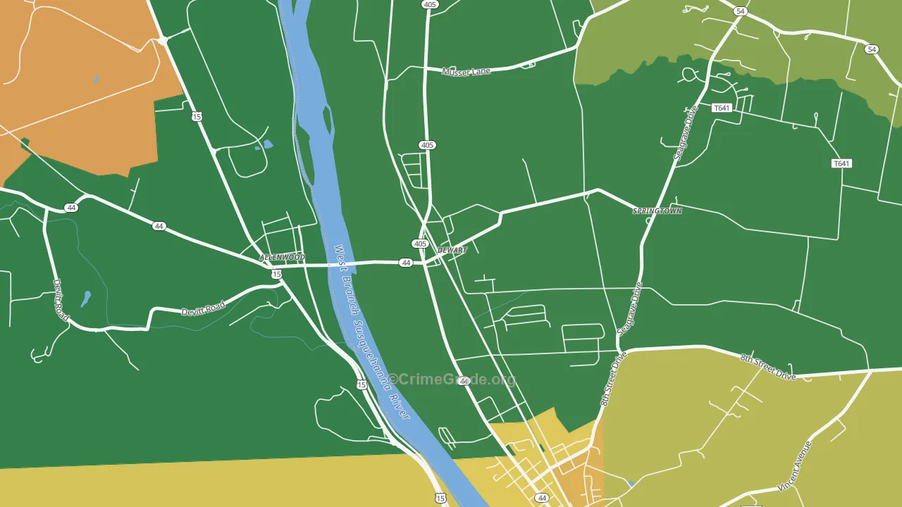 Dewart, PA Map of Murder Rates