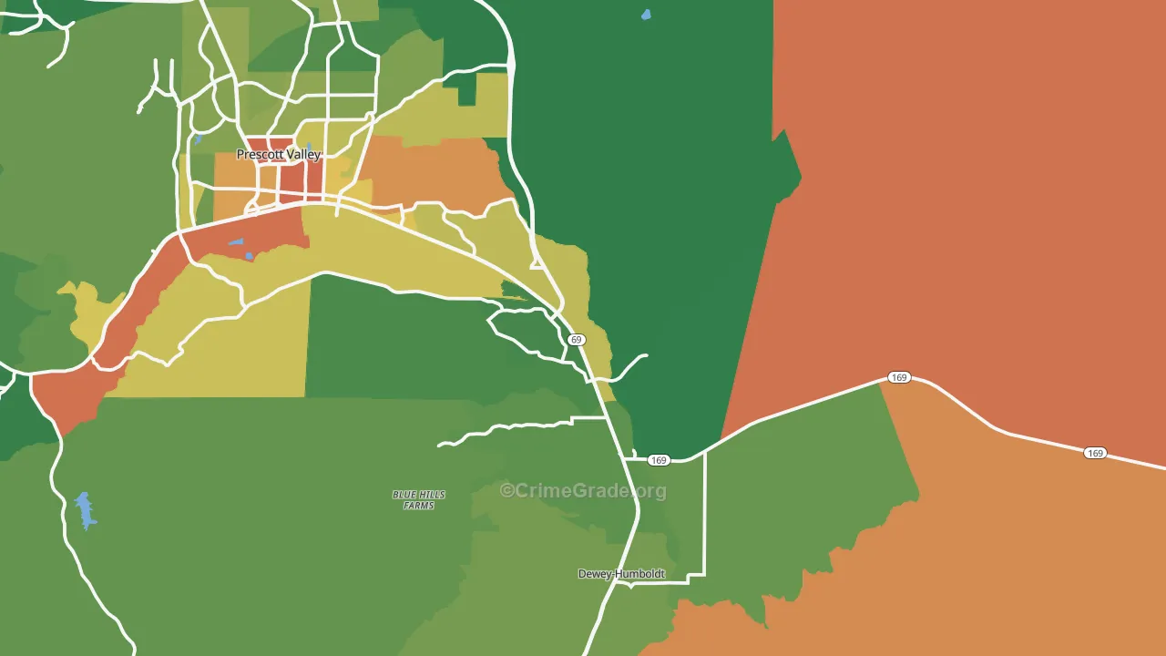 Dewey, AZ Map of Murder Rates