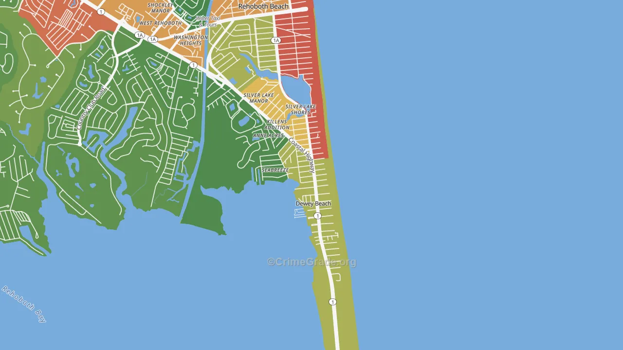 Dewey Beach, DE Map of Murder Rates