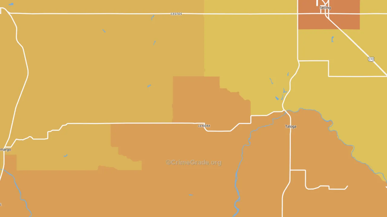 Dewey County, OK Map of Murder Rates
