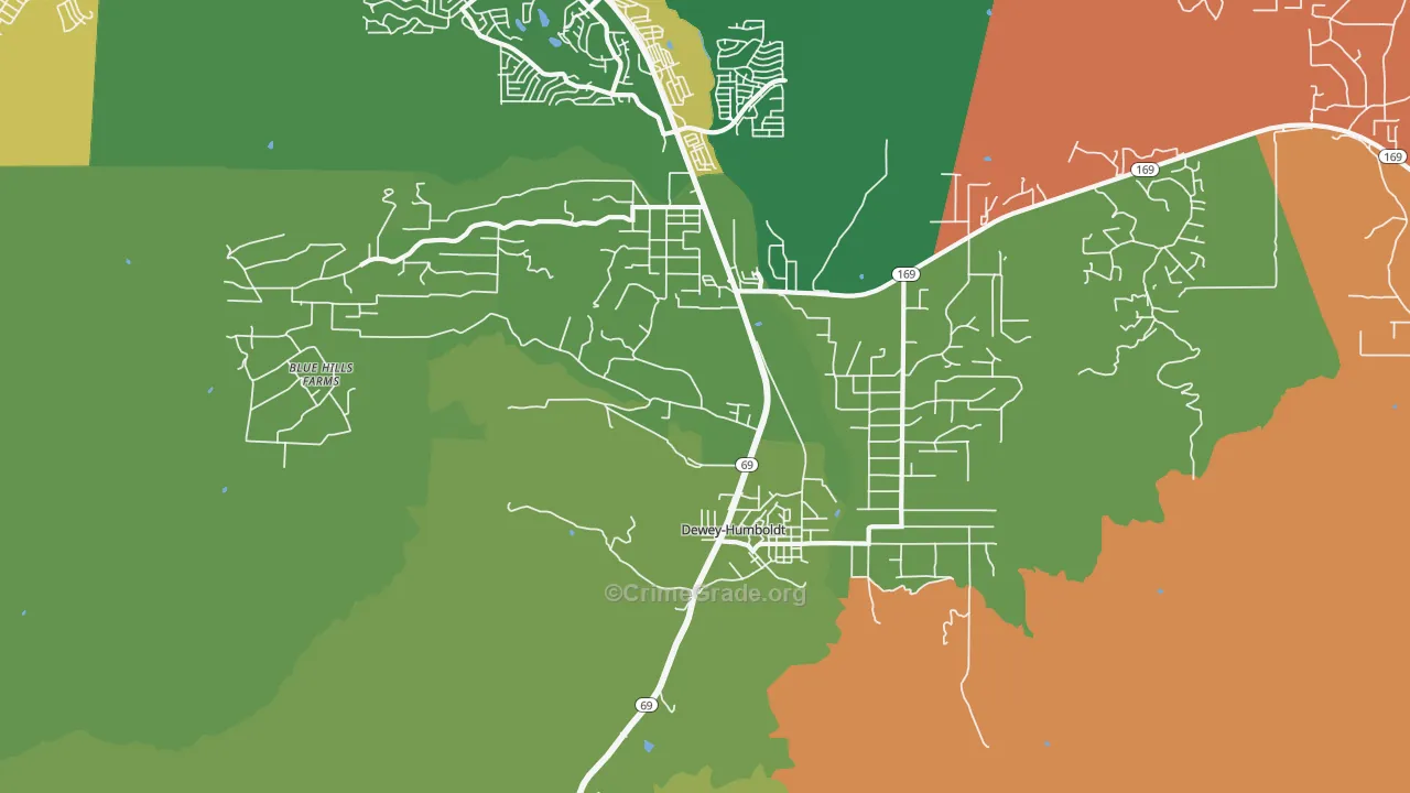 Dewey-Humboldt, AZ Map of Murder Rates