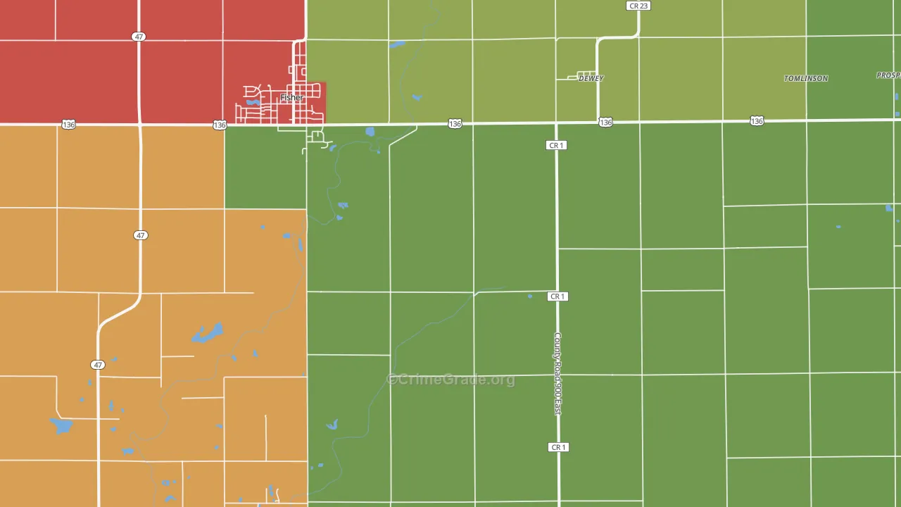 Dewey, IL Map of Murder Rates