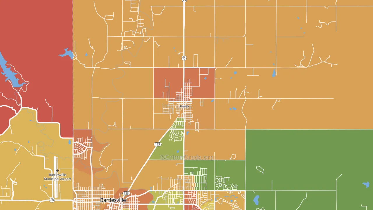Dewey, OK Map of Murder Rates
