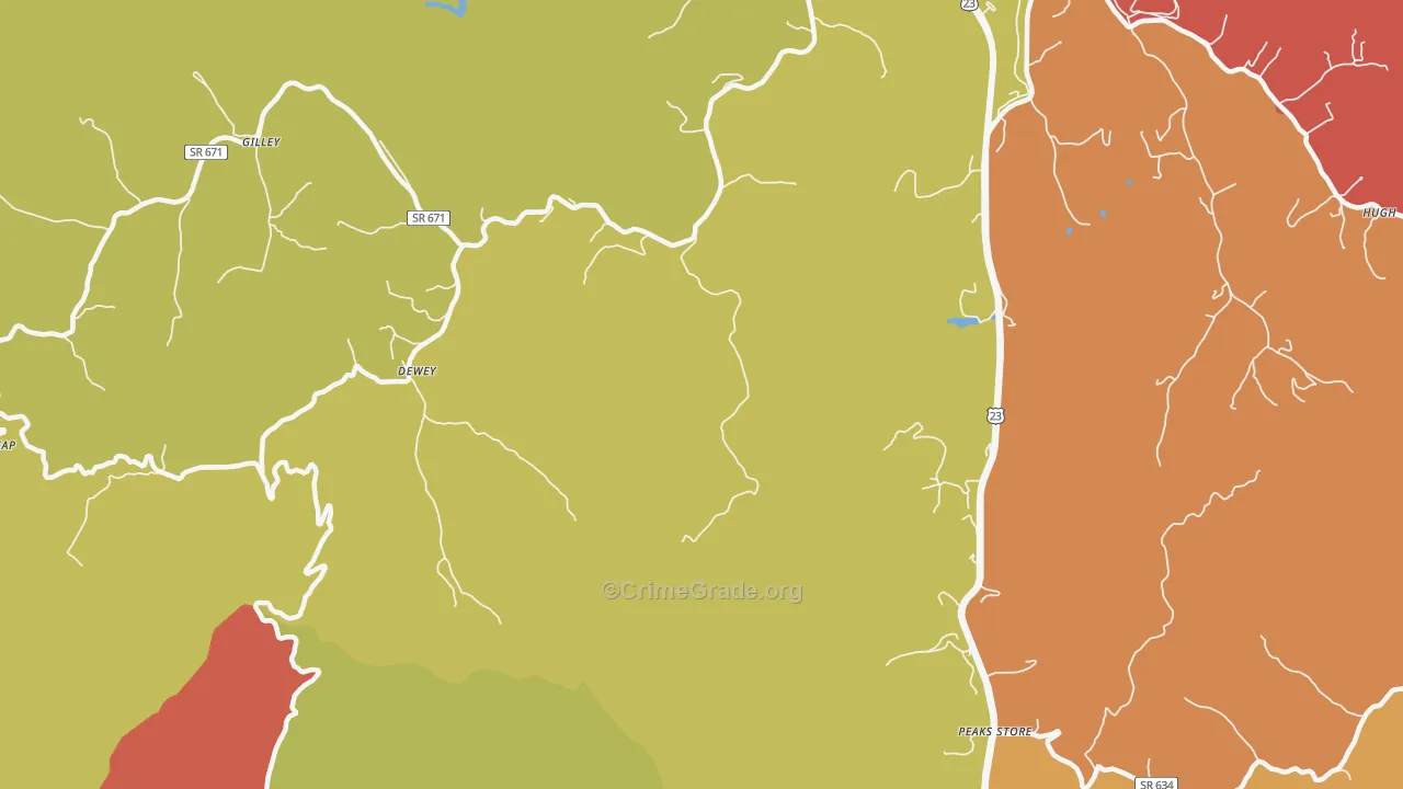 Dewey, VA Map of Murder Rates