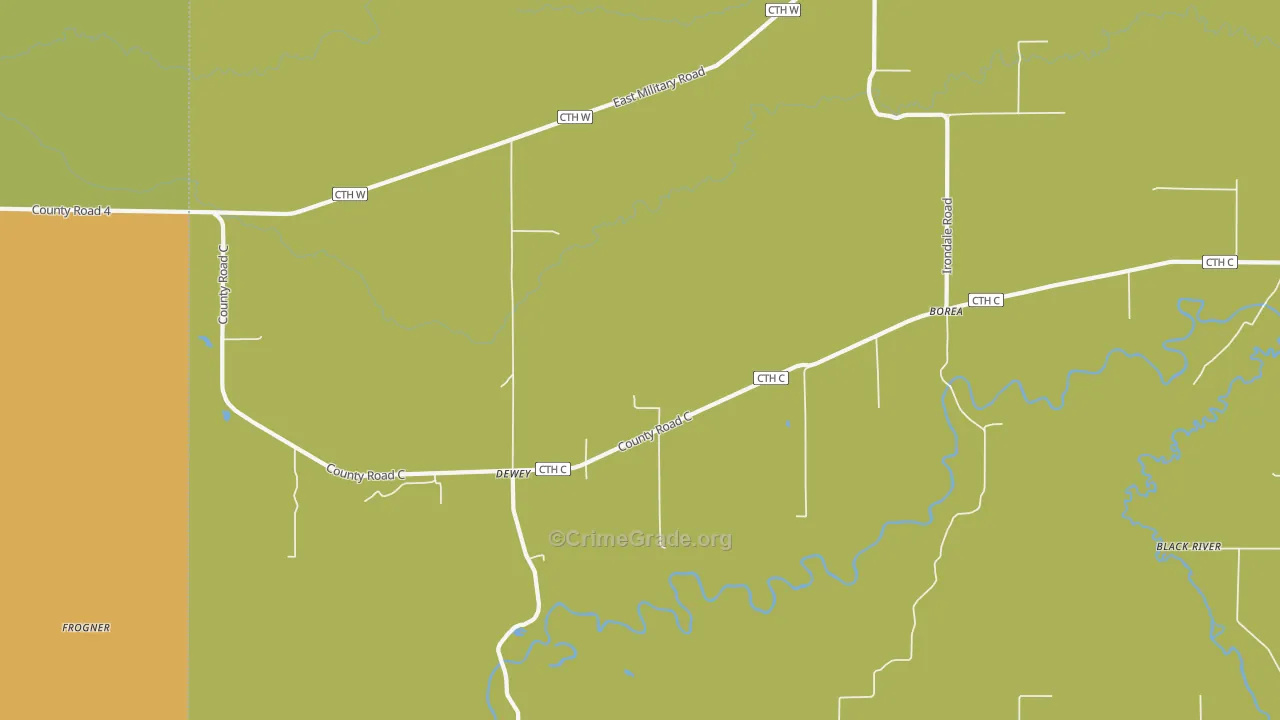 Dewey, WI Map of Murder Rates