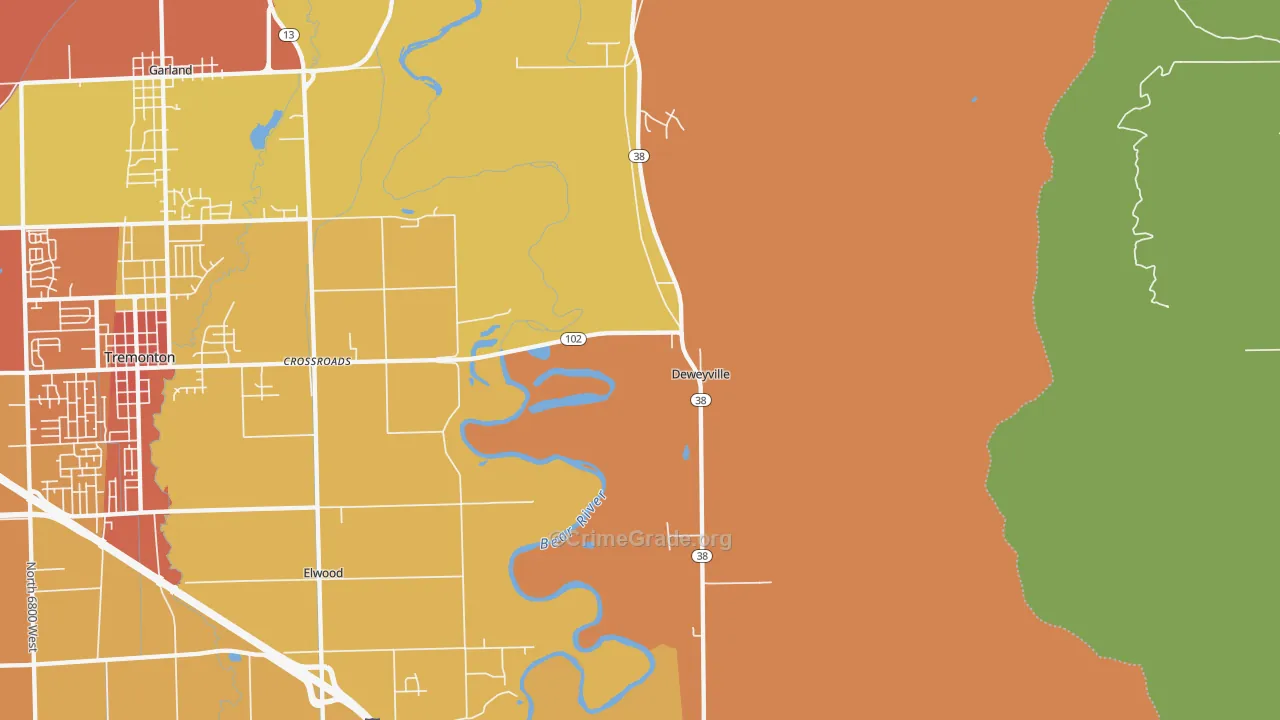 Deweyville, UT Map of Murder Rates